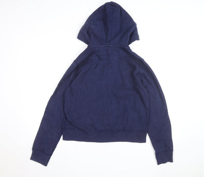 Ralph Lauren Girls Blue Full Zip Hoodie Size L Cotton Blend Logo Hooded Sweatshirt