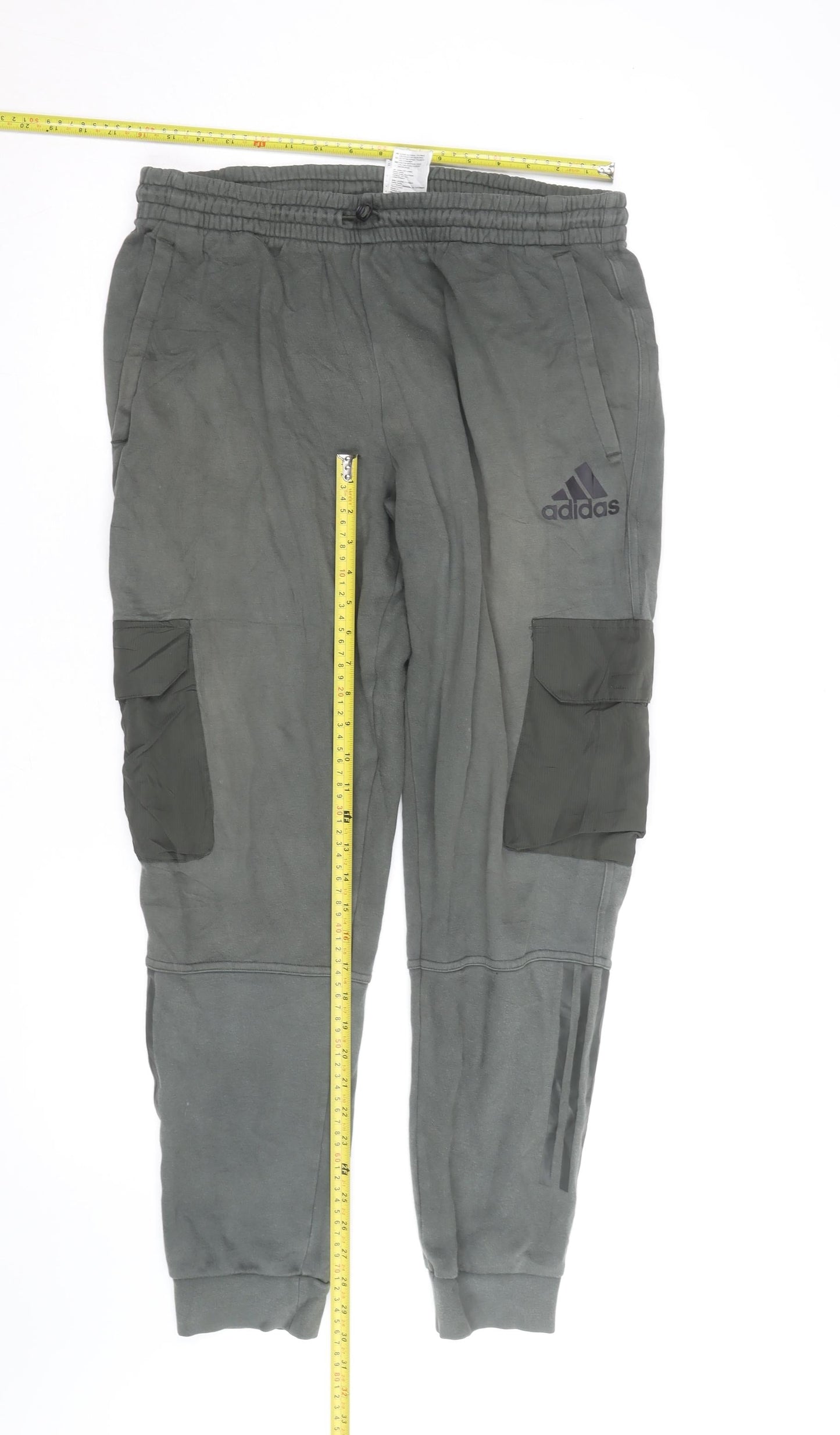 Adidas Men’s Grey Jogger Trousers Size M Regular Fit Fleece Activewear