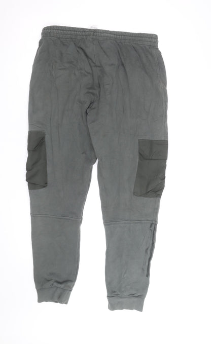 Adidas Men’s Grey Jogger Trousers Size M Regular Fit Fleece Activewear