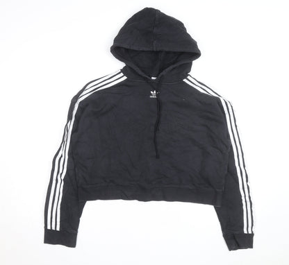 Adidas Women’s Black Cropped Hoodie Size 14 Logo Hooded Pullover