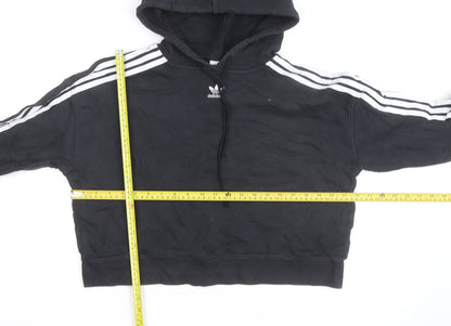 Adidas Women’s Black Cropped Hoodie Size 14 Logo Hooded Pullover