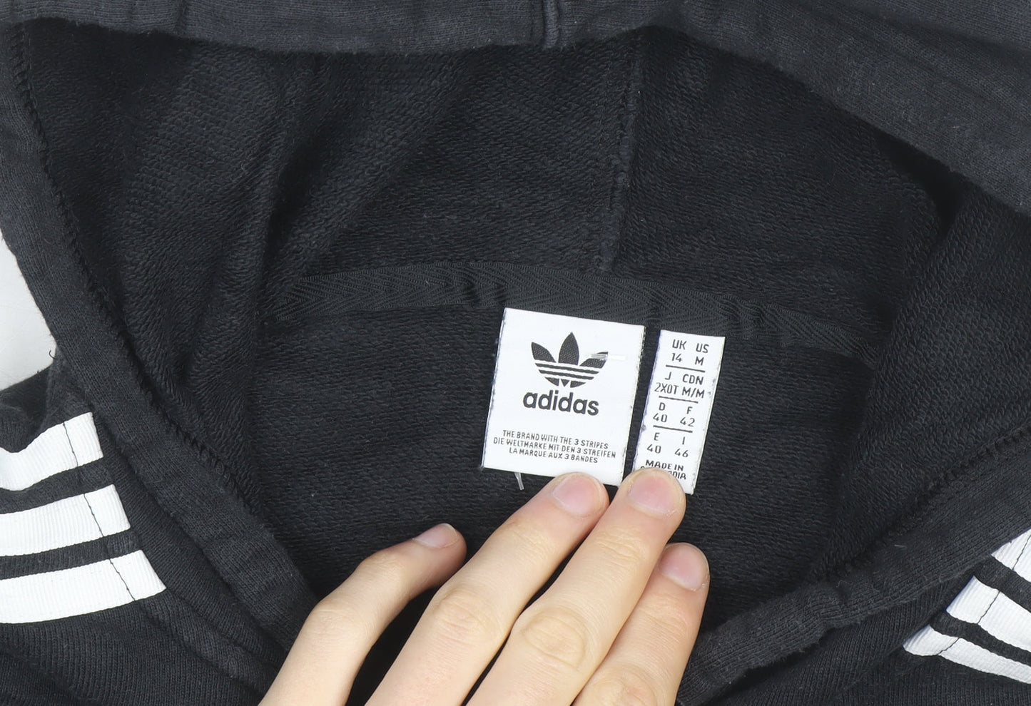 Adidas Women’s Black Cropped Hoodie Size 14 Logo Hooded Pullover