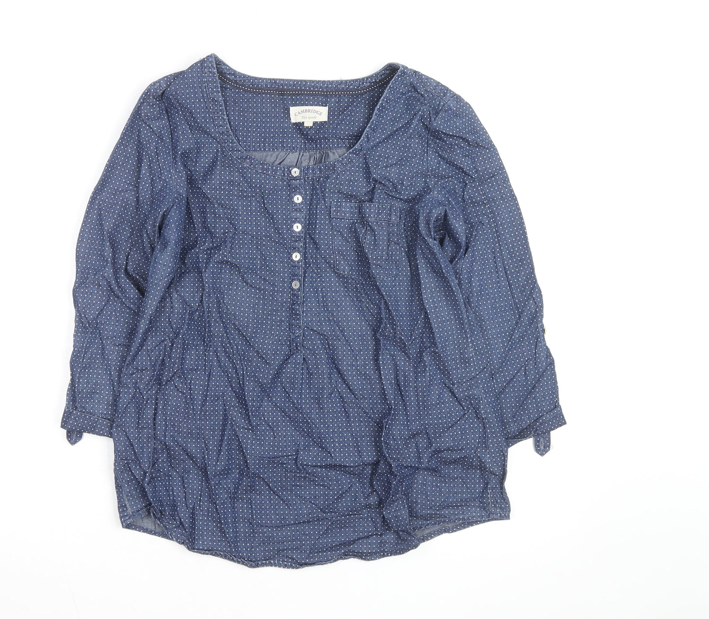 Cambridge Dry Goods Women's Blue Cotton Tunic Blouse UK 12