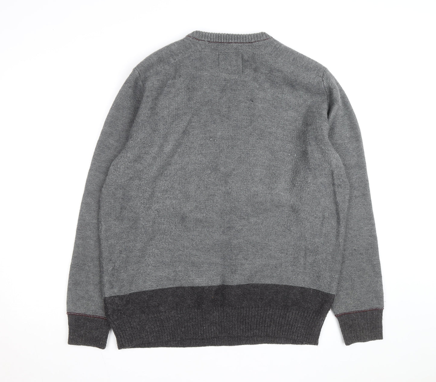 Guide London Men's Grey 3XL Cable-Knit Wool Blend Jumper