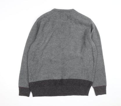 Guide London Men's Grey 3XL Cable-Knit Wool Blend Jumper
