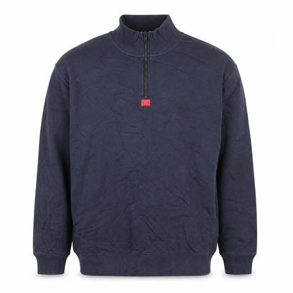 HUGO Mens Blue XL 1/4 Zip High Neck Pullover Sweatshirt