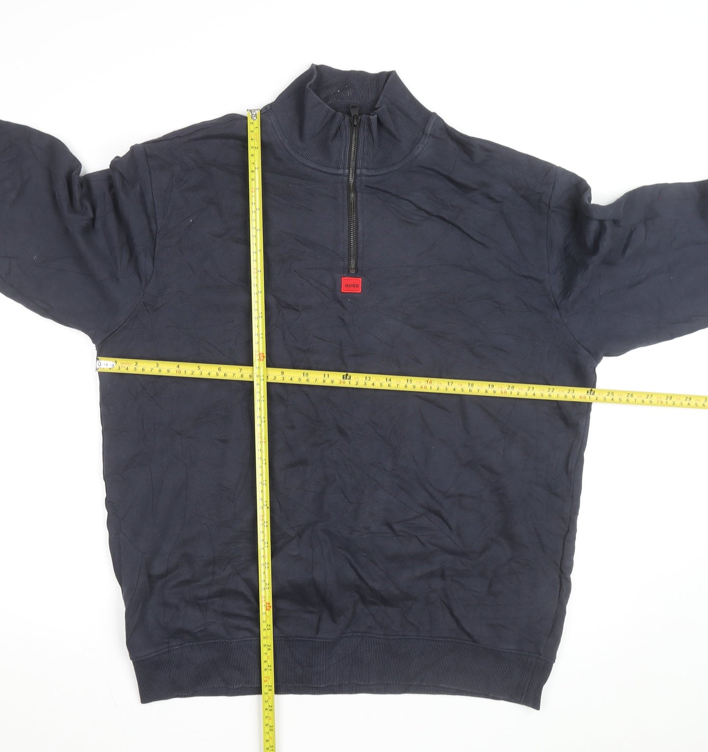 HUGO Mens Blue XL 1/4 Zip High Neck Pullover Sweatshirt