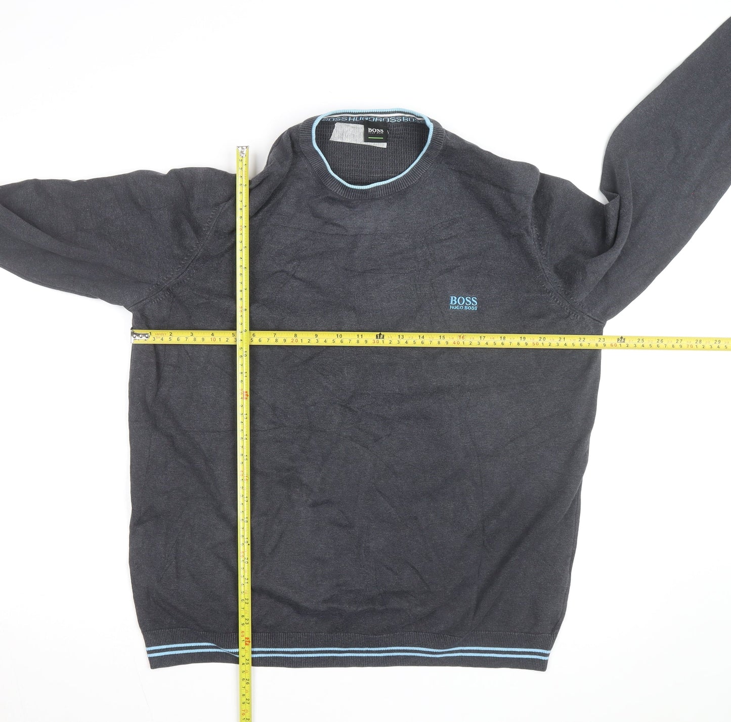 Hugo Boss Men's Grey Cotton Crew Neck Pullover Jumper XXL