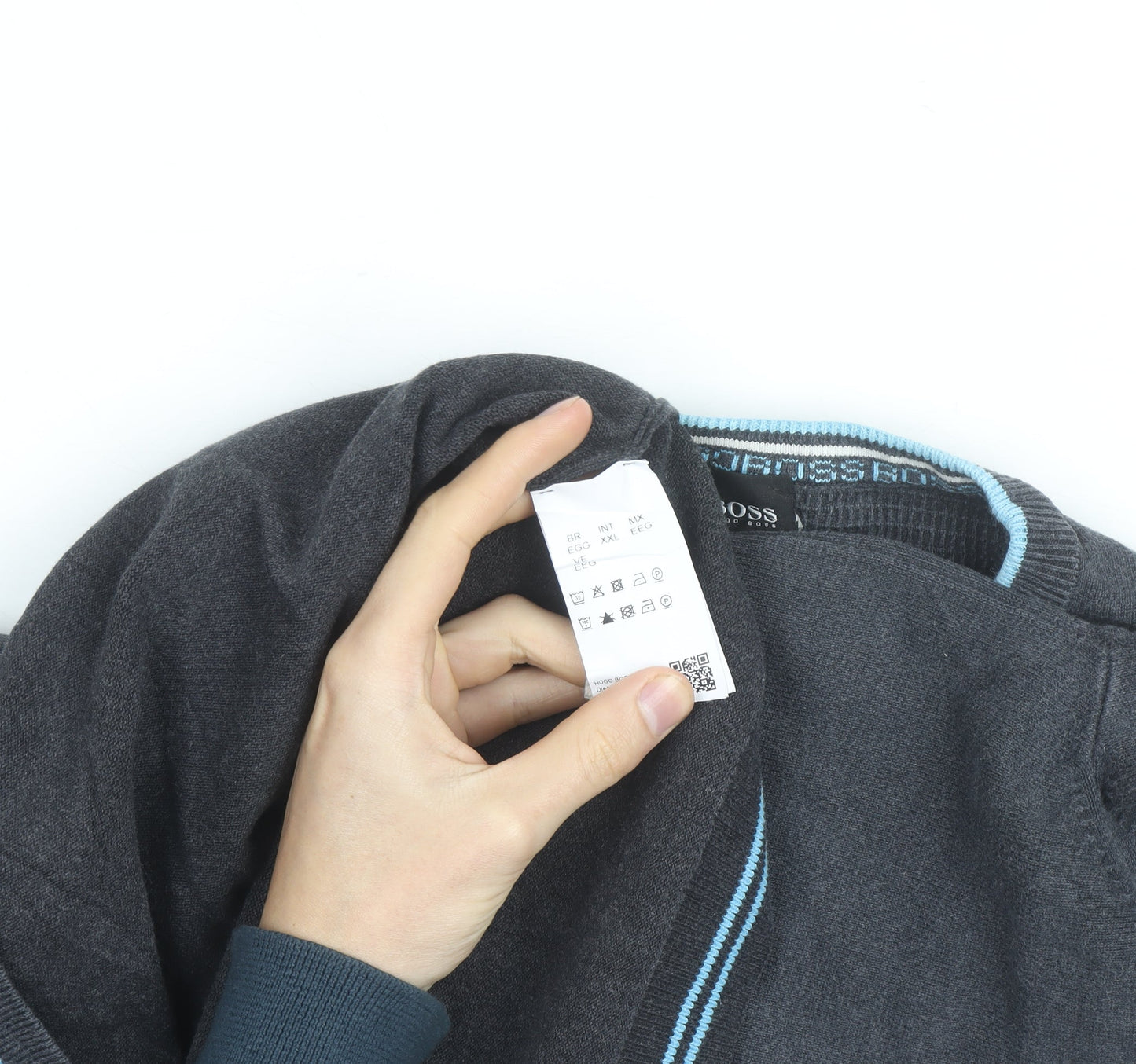 Hugo Boss Men's Grey Cotton Crew Neck Pullover Jumper XXL