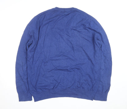 Banana Republic Men’s Blue Cotton Cashmere V-Neck Jumper XL