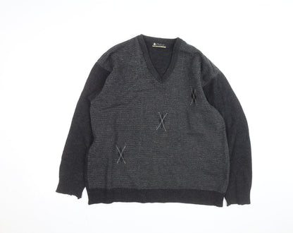 Oxford Mens Grey Lambswool V-Neck Pullover Jumper XL
