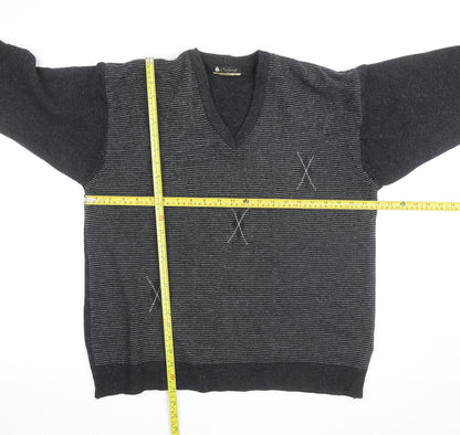 Oxford Mens Grey Lambswool V-Neck Pullover Jumper XL
