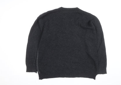 Oxford Mens Grey Lambswool V-Neck Pullover Jumper XL