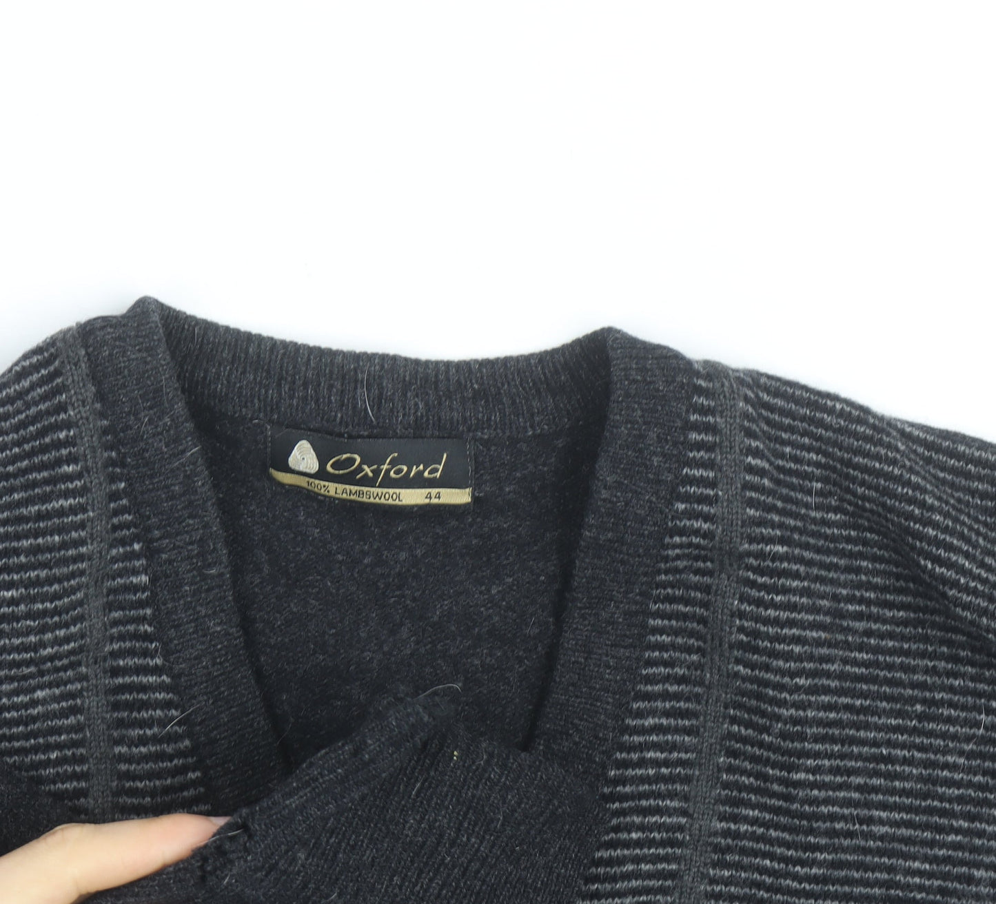 Oxford Mens Grey Lambswool V-Neck Pullover Jumper XL