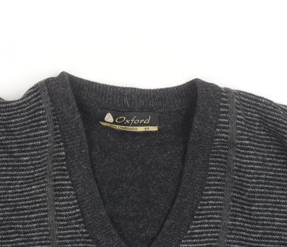 Oxford Mens Grey Lambswool V-Neck Pullover Jumper XL