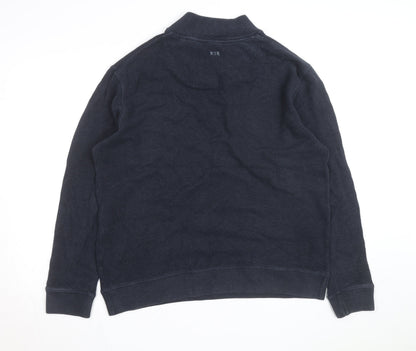 RJR John Rocha Mens Blue Collared Pullover Jumper Size M Cotton Blend