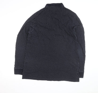 French Connection Men's Blue XL Long Sleeve Knit Polo Shirt