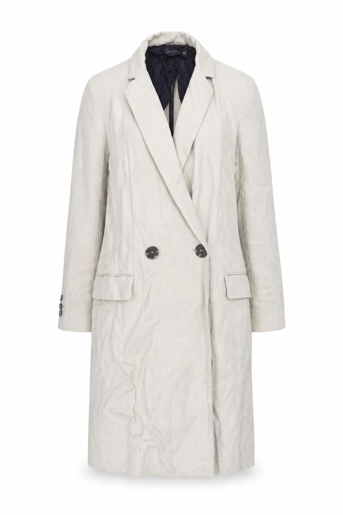 Zara Woman Beige Linen Blend Long Double Breasted Coat Size XS