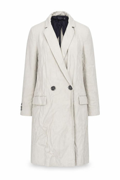 Zara Woman Beige Linen Blend Long Double Breasted Coat Size XS