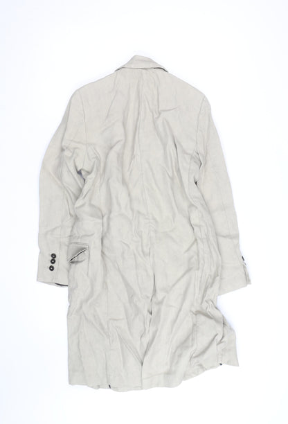 Zara Woman Beige Linen Blend Long Double Breasted Coat Size XS