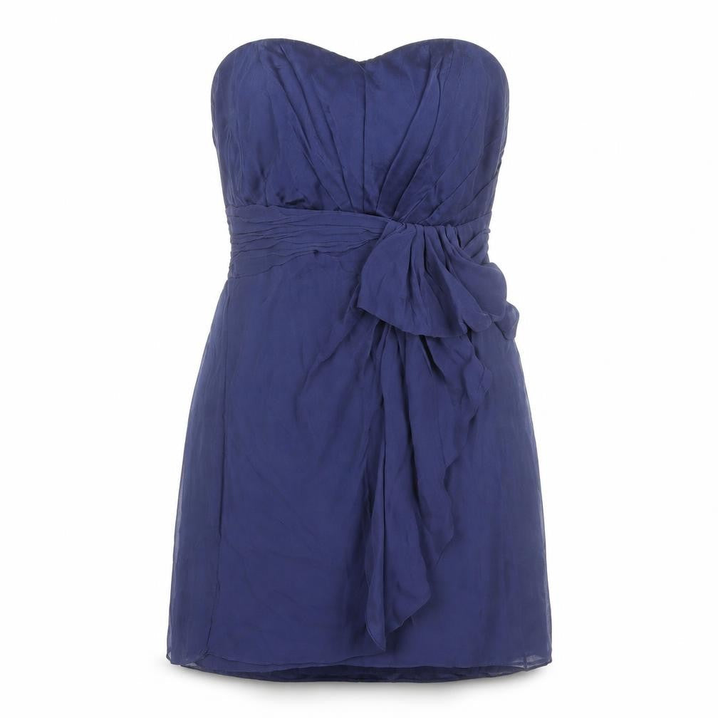 Coast Women's Blue Silk Strapless Short Dress Size 16