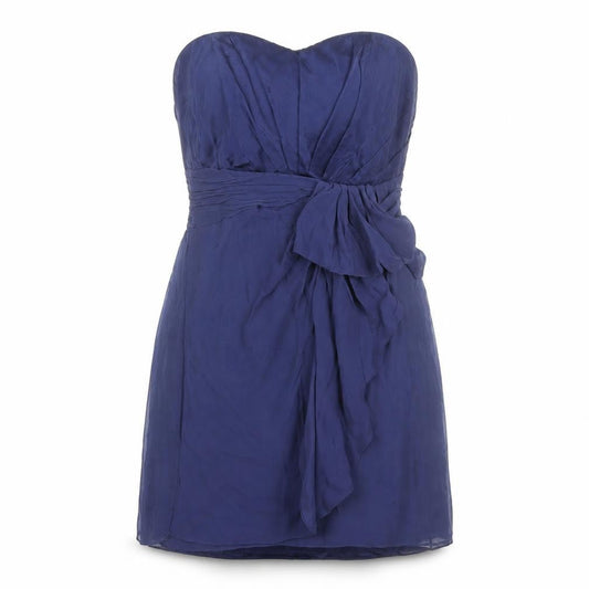 Coast Women's Blue Silk Strapless Short Dress Size 16