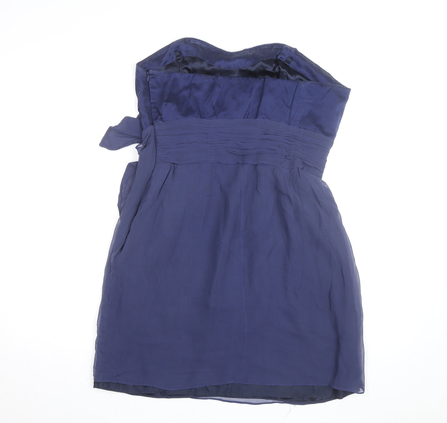 Coast Women's Blue Silk Strapless Short Dress Size 16