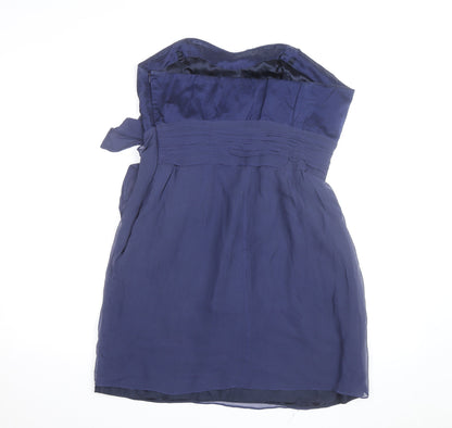 Coast Women's Blue Silk Strapless Short Dress Size 16