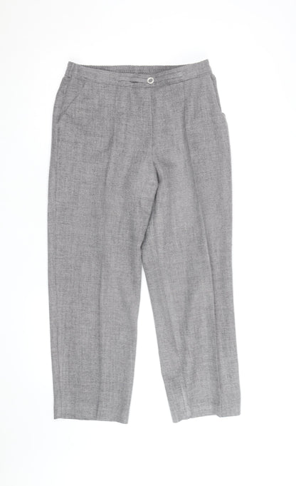 Marks and Spencer Women's Grey Herringbone Elastic Waist Trousers UK 12