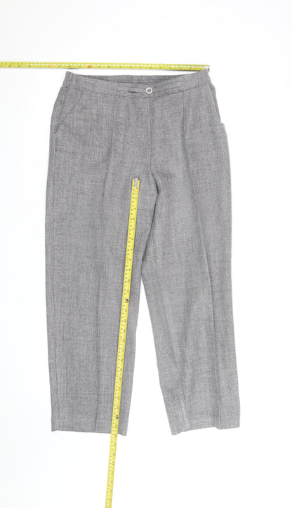 Marks and Spencer Women's Grey Herringbone Elastic Waist Trousers UK 12