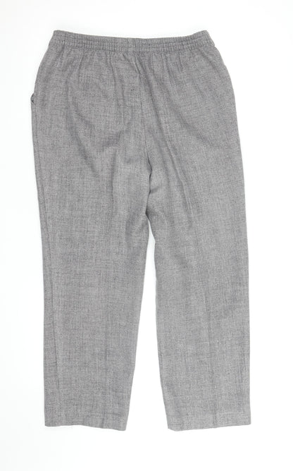 Marks and Spencer Women's Grey Herringbone Elastic Waist Trousers UK 12