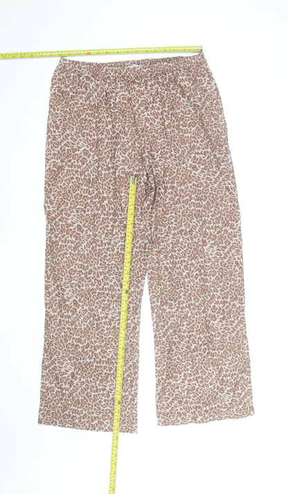 Marks and Spencer Womens Beige Animal Print Cotton Modal Trousers Medium