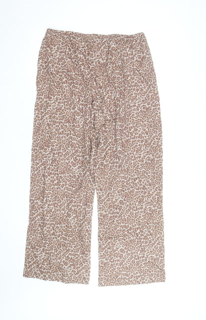 Marks and Spencer Womens Beige Animal Print Cotton Modal Trousers Medium