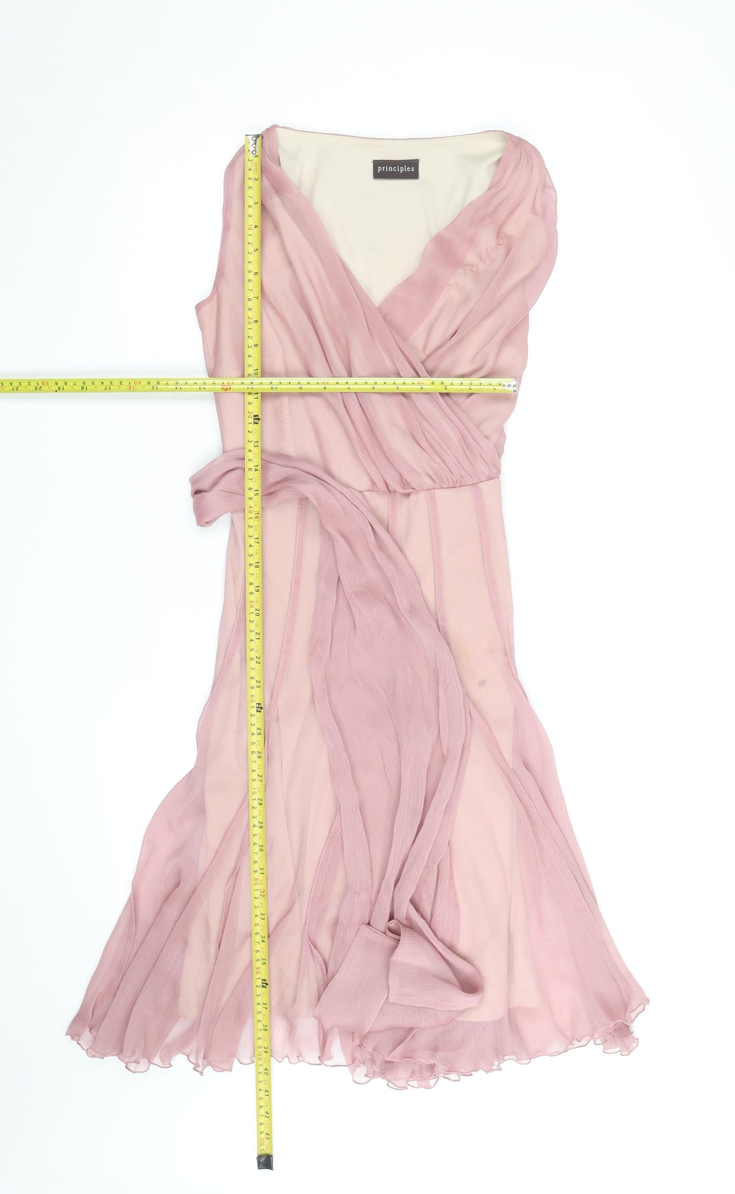 Principles Women Pink Size 10 Sleeveless Chiffon Wrap Dress