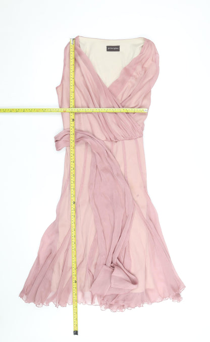 Principles Women Pink Size 10 Sleeveless Chiffon Wrap Dress