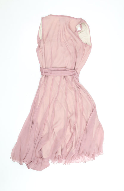 Principles Women Pink Size 10 Sleeveless Chiffon Wrap Dress