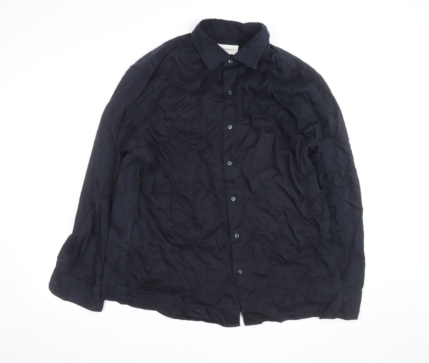 Marks and Spencer Men’s Blue Cotton Twill Button-Up Shirt XL