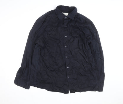 Marks and Spencer Men’s Blue Cotton Twill Button-Up Shirt XL
