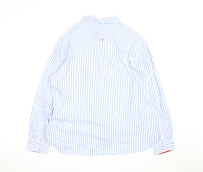 Cecil Men’s Blue White Striped Button-Up Long Sleeve Shirt XL