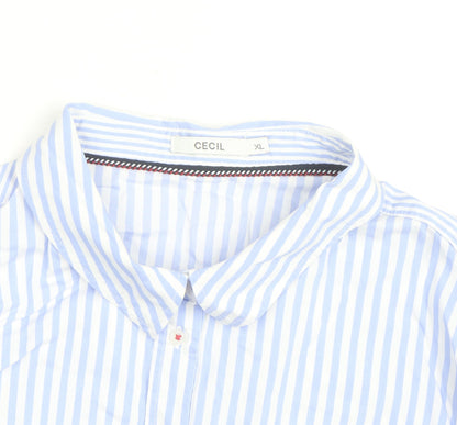 Cecil Men’s Blue White Striped Button-Up Long Sleeve Shirt XL