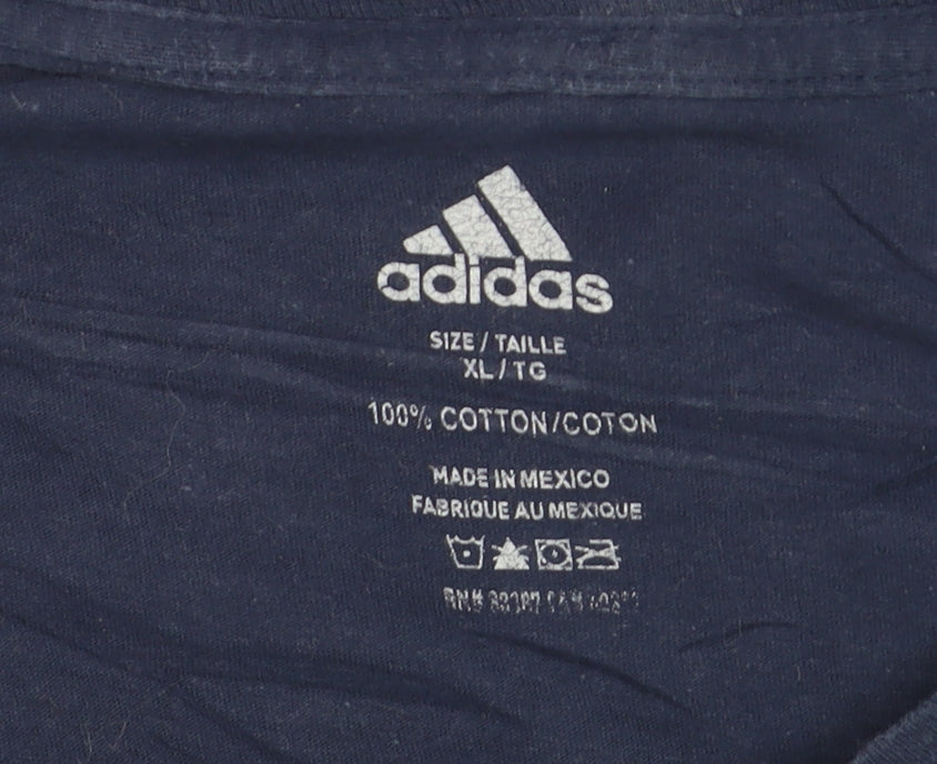 Adidas Men's Blue XL Sports Graphic Cotton T-Shirt