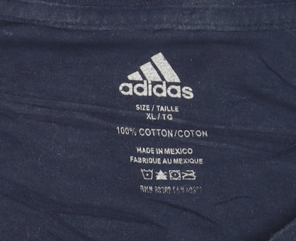 Adidas Men's Blue XL Sports Graphic Cotton T-Shirt