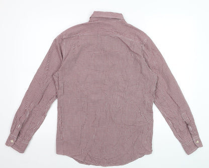 Chaps Men's Red Check Slim Fit Long Sleeve Dress Shirt Size S