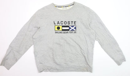 Lacoste Men's Grey XL Crew Neck Sailing Graphic Sweatshirt