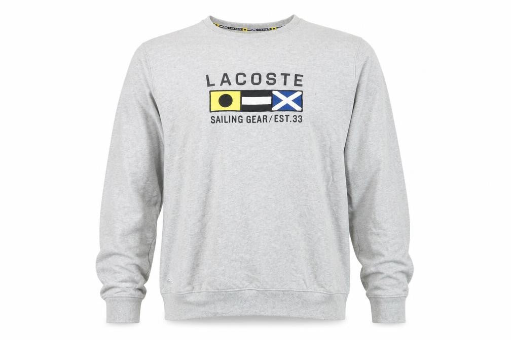 Lacoste Men's Grey XL Crew Neck Sailing Graphic Sweatshirt