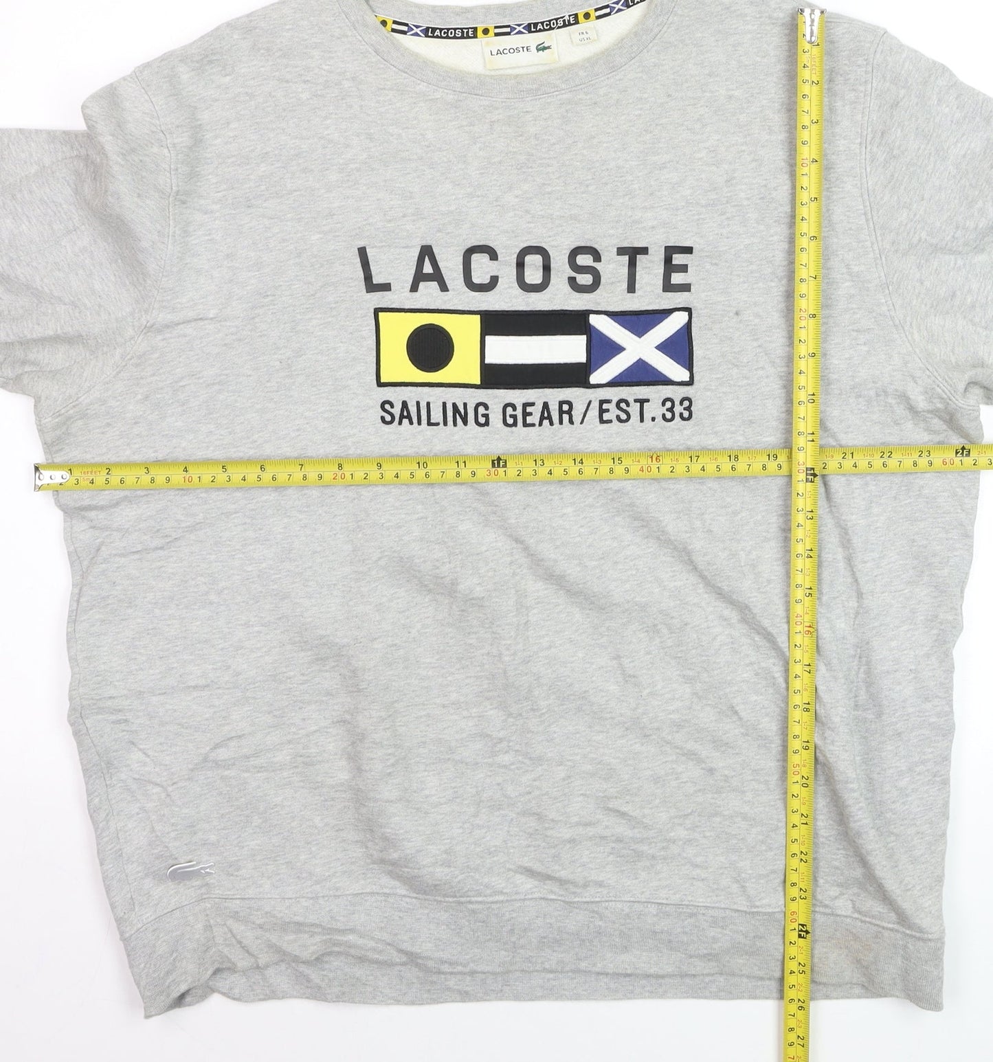 Lacoste Men's Grey XL Crew Neck Sailing Graphic Sweatshirt