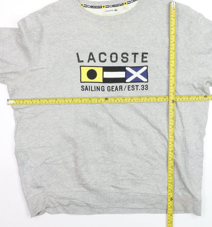 Lacoste Men's Grey XL Crew Neck Sailing Graphic Sweatshirt