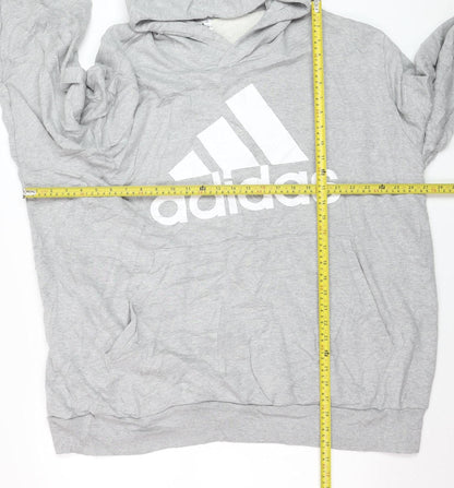 Adidas Men's Grey 3XL Pullover Hoodie with Logo Print