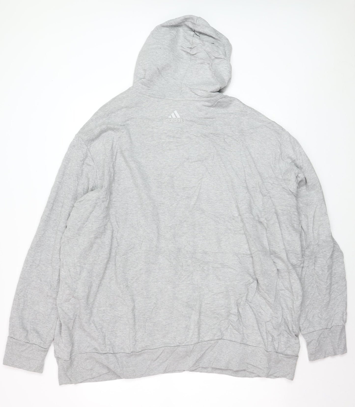 Adidas Men's Grey 3XL Pullover Hoodie with Logo Print