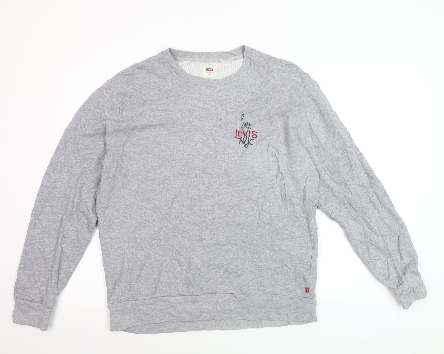 Levi's Men's Grey Logo Pullover Sweatshirt M Crew Neck Cotton